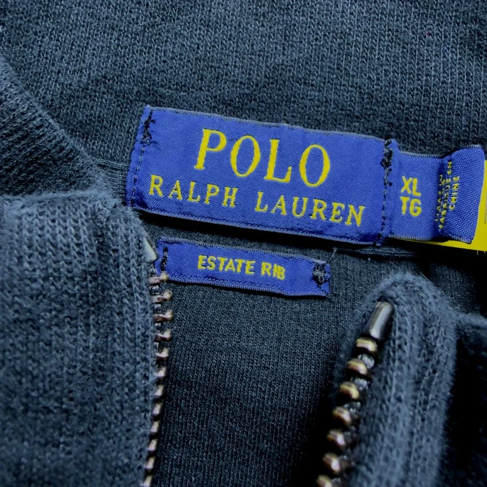Polo Ralph Lauren Estate Rib XL Quarter Zip Pullover Black Men Pony Logo